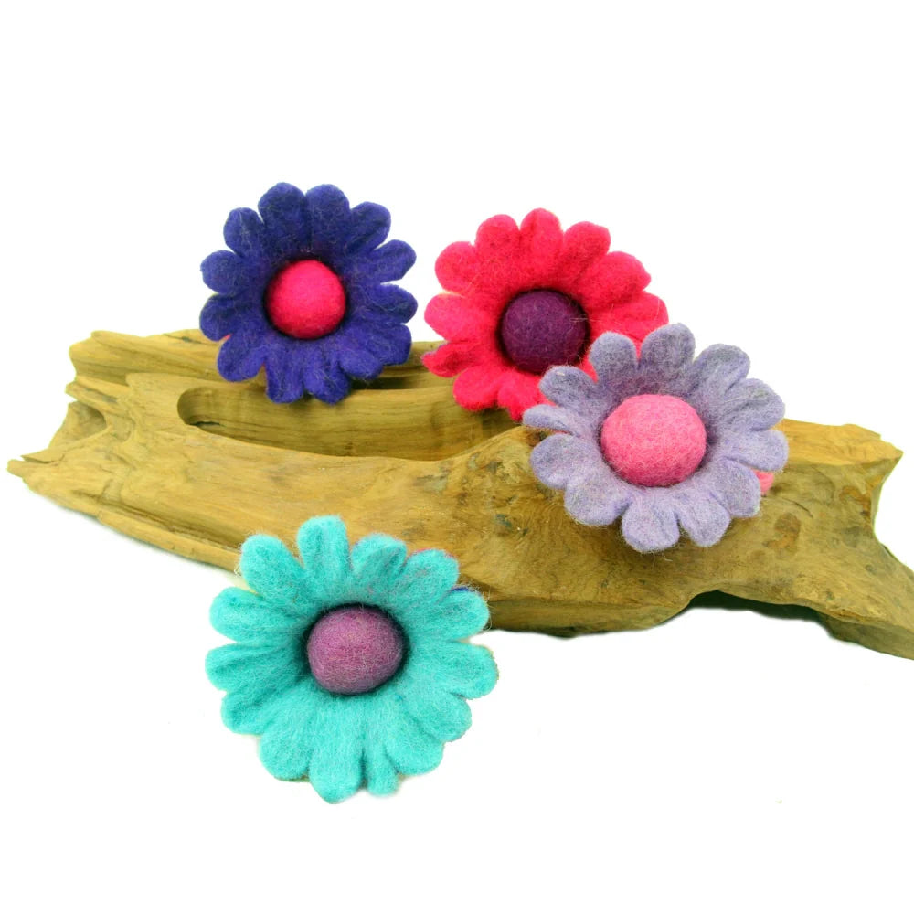 Hand Felted Colorful Flower Fairies - Set of 4