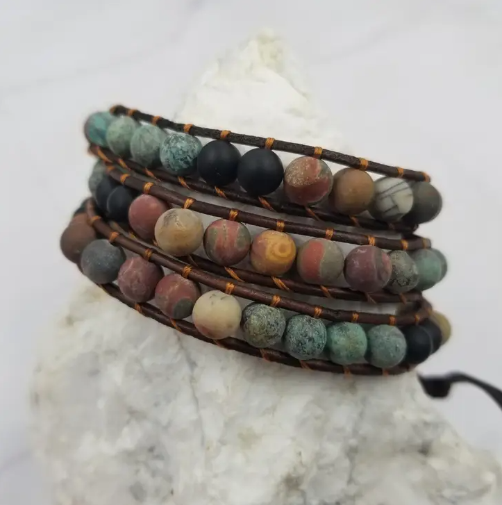 Handmade Weaving Agate Stone Layered Bracelet