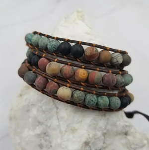 Handmade Weaving Agate Stone Layered Bracelet