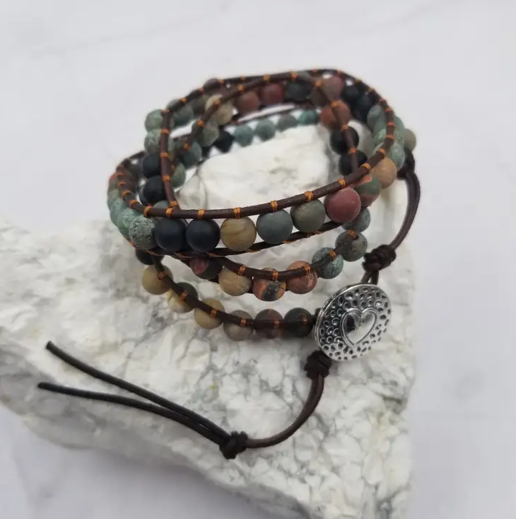 Handmade Weaving Agate Stone Layered Bracelet