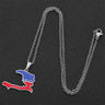 Enameled Haiti Flag Map Chain Necklace Stainless Steel 18K Gold Plated -6