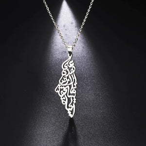 Enameled Palestine Flag Map Chain Necklace Stainless Steel 18K Gold Plated-29