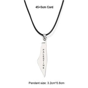 Enameled Palestine Flag Map Chain Necklace Stainless Steel 18K Gold Plated-38