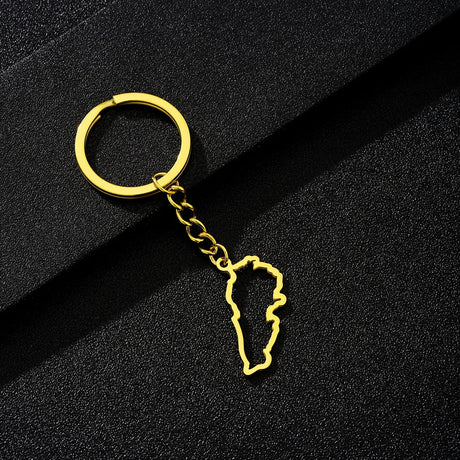 Enameled Lebanon Flag Map Charm Keychain Stainless Steel 18K Gold Plated Key Chain-15