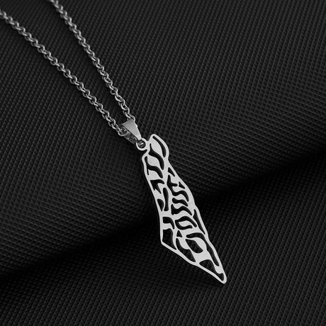 Enameled Palestine Flag Map Chain Necklace Stainless Steel 18K Gold Plated-18