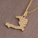 18k Gold Plated Haiti Map Pendant Necklace for Men and Women -2