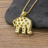 QIKU Exquisite Fashion Elephant Crystal Rhinestone Pendant Necklace Copper Cubic Zirconia Jewelry Gift Women Custom Personality-3