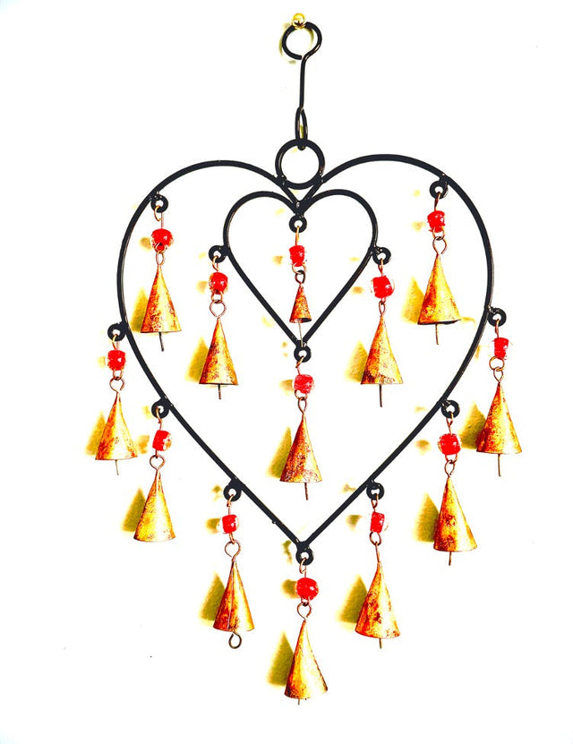 Heart Chime sacred space home decor hanging brass bells-0