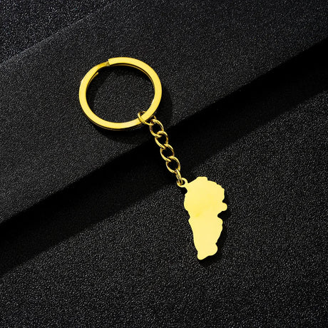 Enameled Lebanon Flag Map Charm Keychain Stainless Steel 18K Gold Plated Key Chain-17