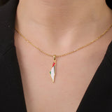 Enameled Palestine Flag Map Chain Necklace Stainless Steel 18K Gold Plated-5