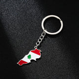 Enameled Lebanon Flag Map Charm Keychain Stainless Steel 18K Gold Plated Key Chain-4