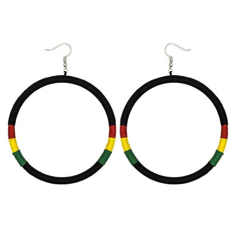 Hoop Embroidery Earrings Rasta-0