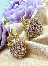 Strawberry Shaped Amethyst Setting Statement Earrings KE023-0