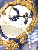 Freshwater Pearls & Round Lapis Bracelet DB202-1