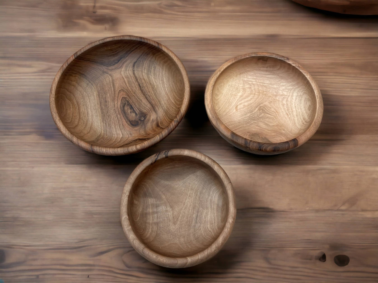 Set Of 3  Handmade Moroccan Walnut Wood Bowl, Walnut Bowl, Salad Bowl, Serving Bowl, Walnut Bowl Made From Ethically Sourced Wood-4