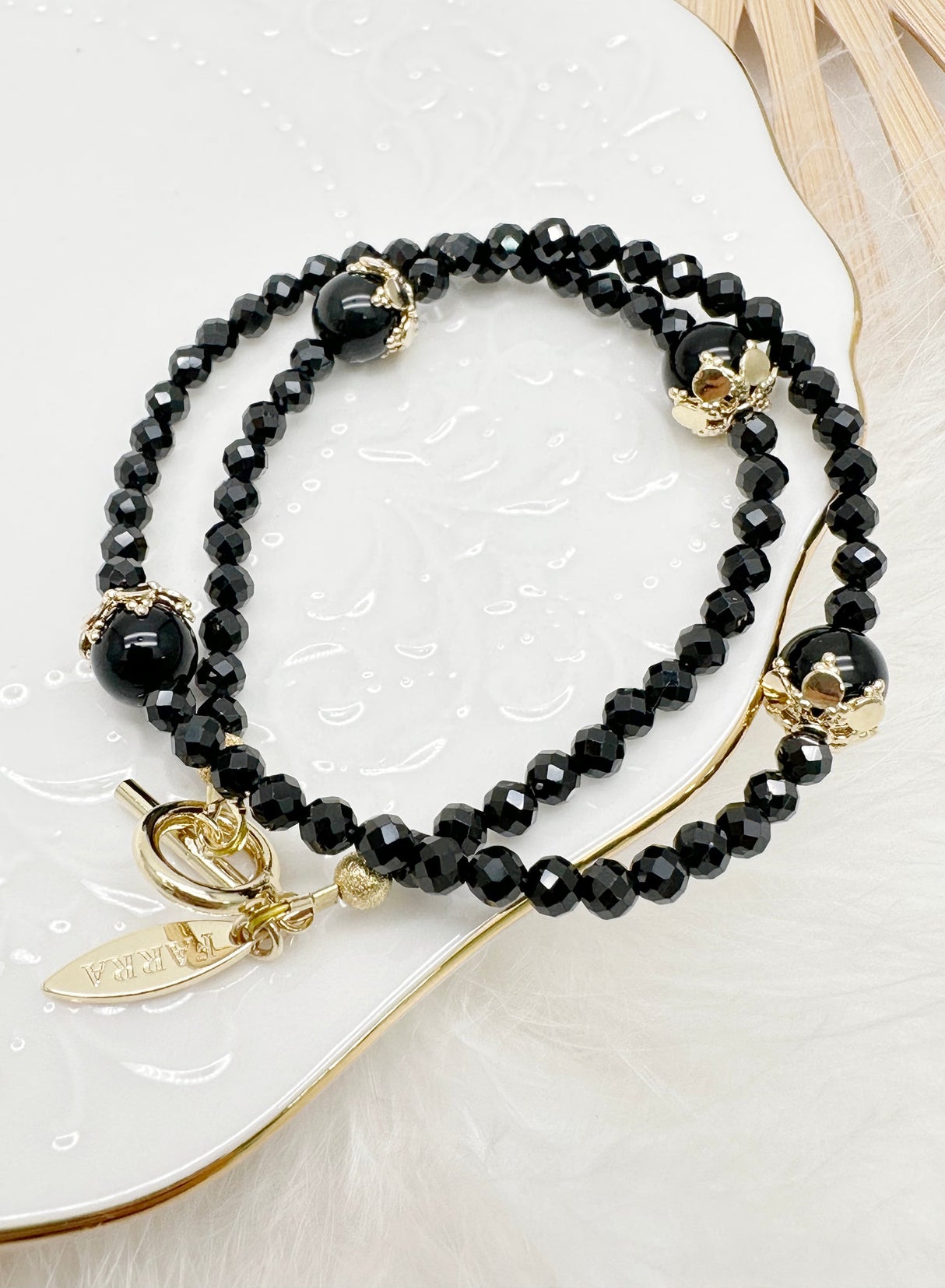 Black Obsidian Double Wrapped Bracelet KB010-3