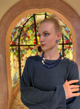 Simple Round Lapis Stud Earrings KE008-2