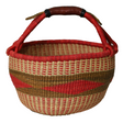 Bolga Basket with Leather handle | Brown Red & Neutral-0