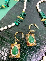 Tourmaline With Green Jade Hook Earrings HE018-2