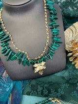 Hawaiian Chips Malachite With Chain Stylish Necklace HN028-4