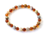 Amber Polished Cognac Stretch Bracelet With Crazy Agate-0