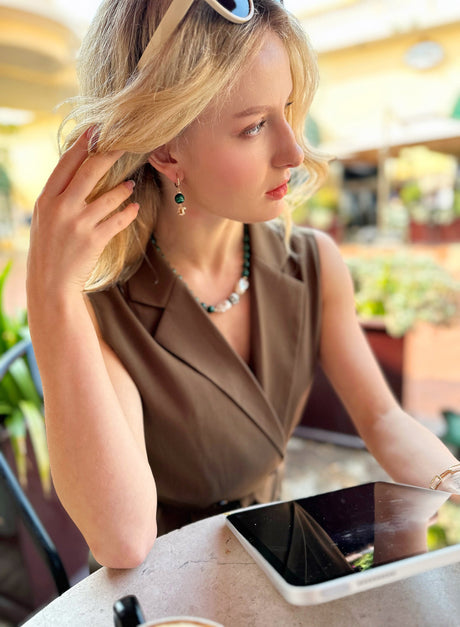 Malachite With Squirrel Clip-on Earrings JE035-1