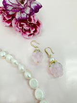 Pink Raspberry With Freshwater Pearls Earrings LE006-4