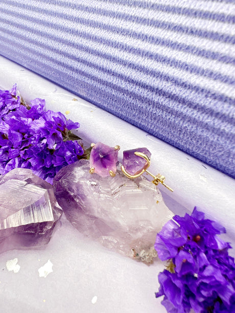 Amethyst Stone Stud Earrings LE013-3