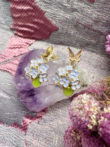 Purple Flower with Butterfly Stud Earrings LE016-3