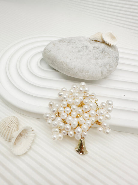 Handcrafted Freshwater Pearls Tree Brooch LP007-1