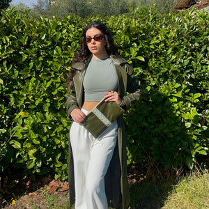 Tatreez Velvet Clutch - Green