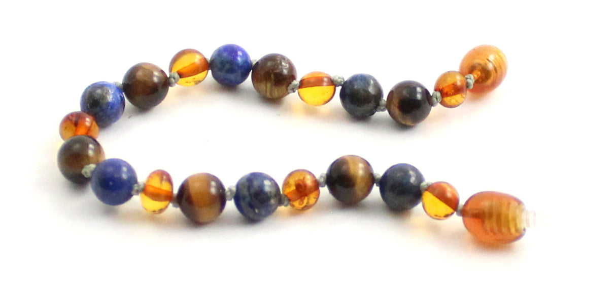 Bracelet With Lapis Lazuli, Cognac Amber and Tiger's Eye-2