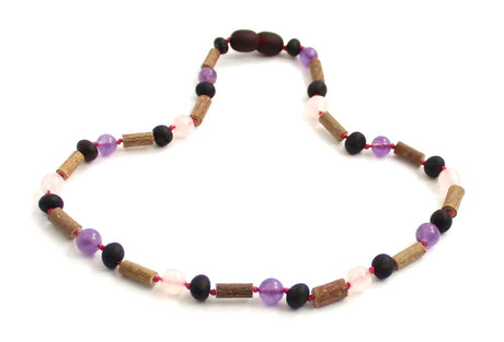 Necklace with Hazelwood, Amber Cherry and Gemstones-2