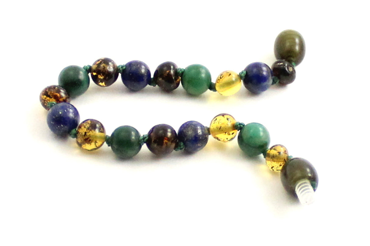 Amber, African Jade and Lapis Lazuli Bracelet-2