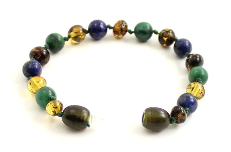 Amber, African Jade and Lapis Lazuli Bracelet-3