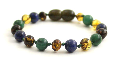 Amber, African Jade and Lapis Lazuli Bracelet-4