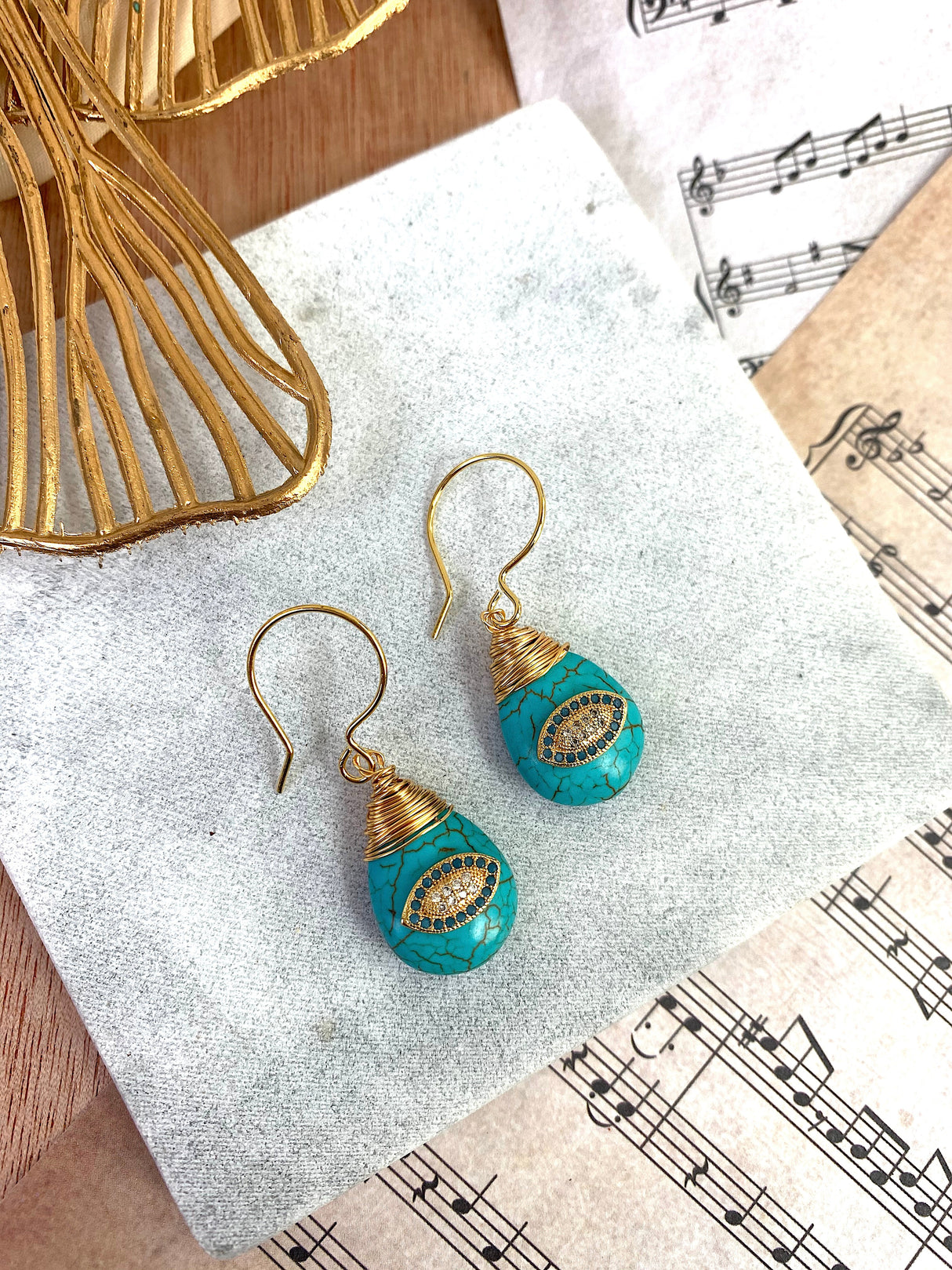 Evil Eye on Turquoise Stone Earrings EE011-1