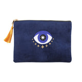 All Seeing Eye Evil Eye Blue Velvet Make Up Bag