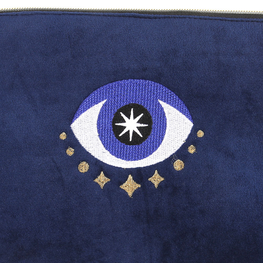 All Seeing Eye Evil Eye Blue Velvet Make Up Bag