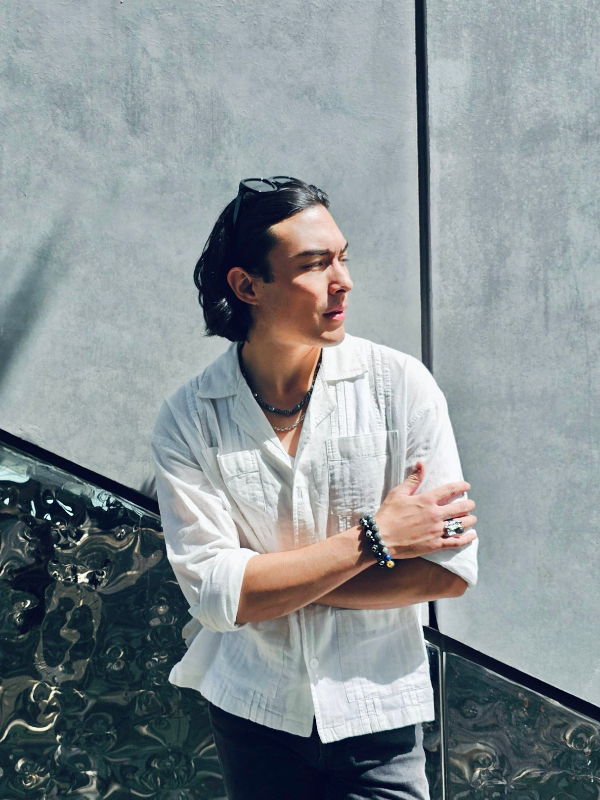 Black And White Dzi Agate Bracelet MEB08-4