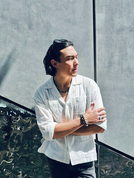 Black And White Dzi Agate Bracelet MEB08-4