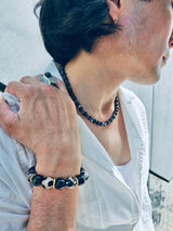 Black And White Dzi Agate Chunky Bracelet MEB07-2