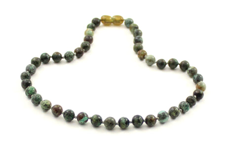 African Turquoise Gemstone Green Knotted Necklace-2