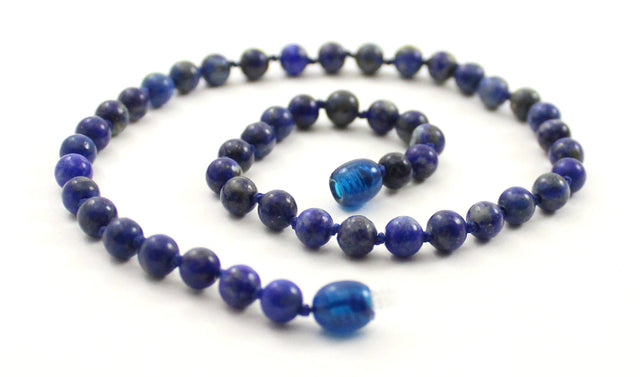 Lapis Lazuli Gemstone Blue Knotted Necklace-0