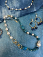 Blue Agate With Baroque Pearls Stylish Necklace KN022-0