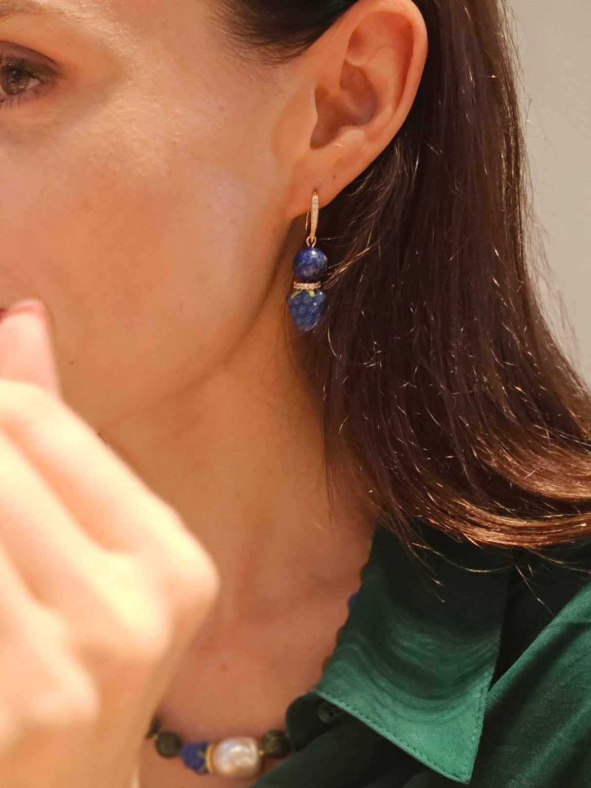 Lapis Lazuli With Blue Raspberry Earrings NE029-3