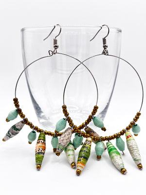 Ugandan Paper Bead Hoop Earrings