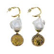 Baroque Pearl With Coin Charm Dangle Earrings EE024-0