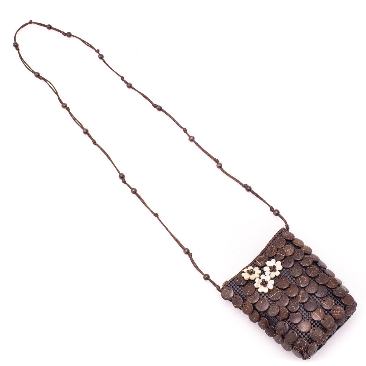 Natural coconut shell handmade crossbody bag ECB-021-3