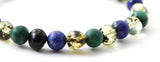 Amber Green Polished Stretch Bracelet With Jade and Lapis Lazuli-1